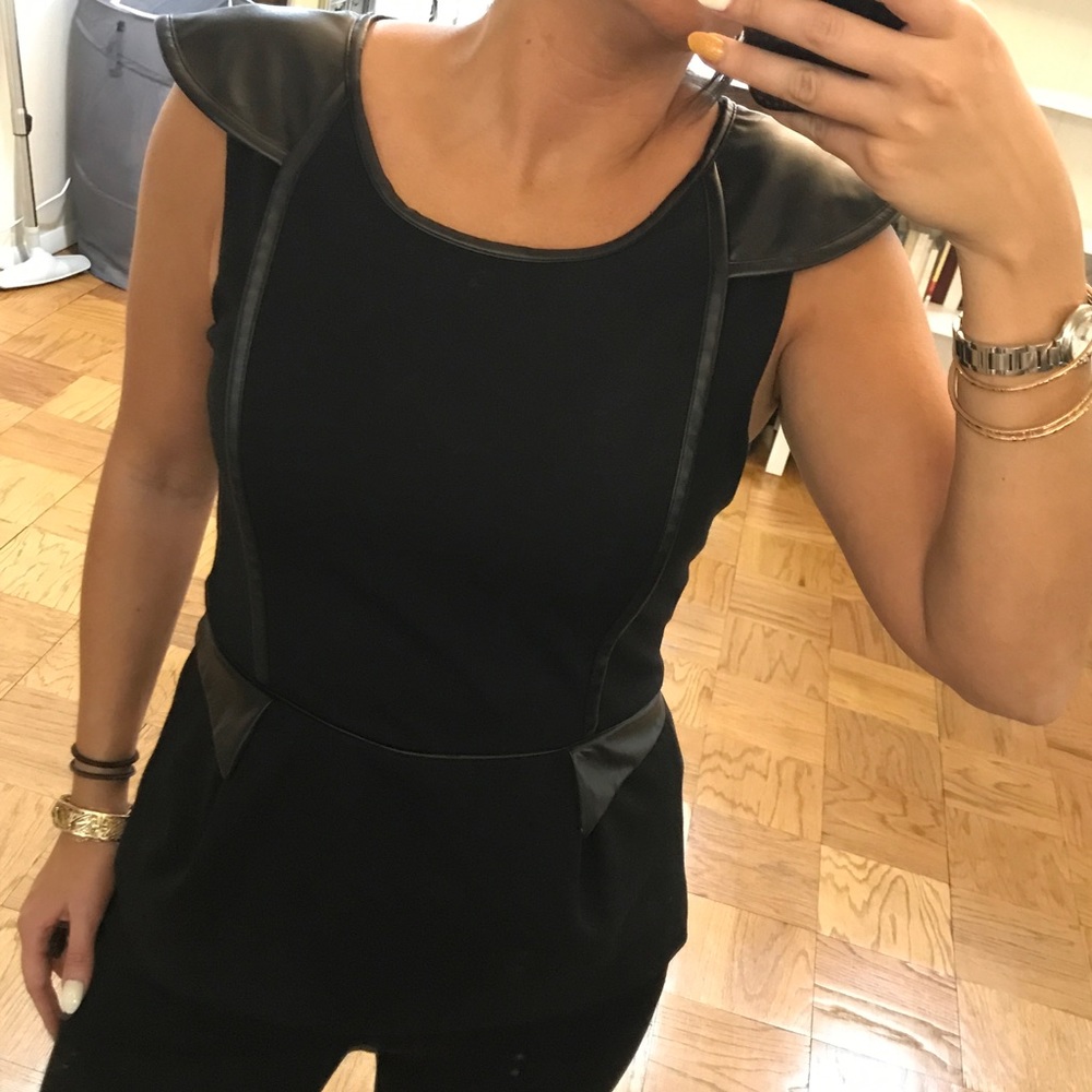 SALE: jaye.e leather sleeve cap top